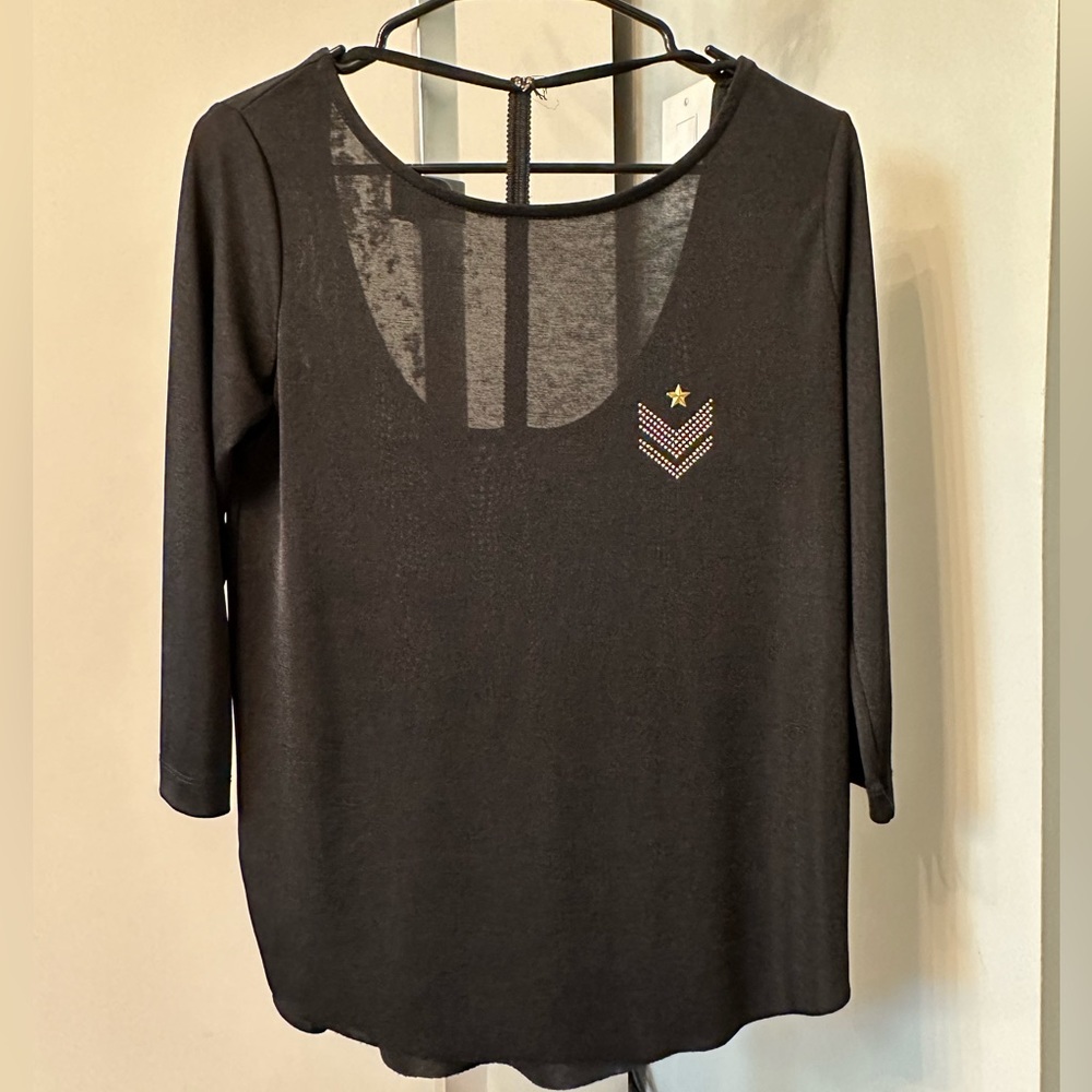 Stradivarius Long Sleeve Black Top